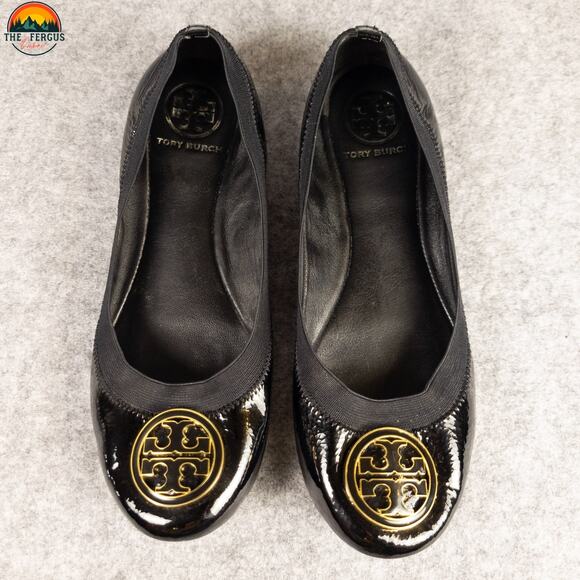 Tory Burch Caroline Ballet Flats Black Leather Round Toe Slip-On Women's Sz 7M - Picture 6 of 15